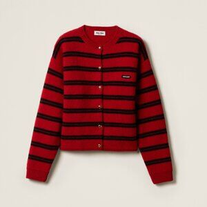 Miu Miu  striped wool-cashmere cardigan